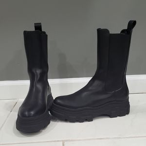 Bershka Chunky Vegan Leather Slip on Booties